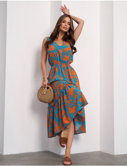 Картинка Сукня максі блакитна з принтом 