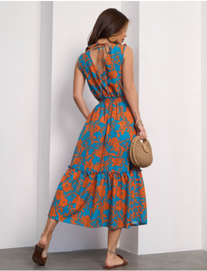 Картинка Сукня максі блакитна з принтом 