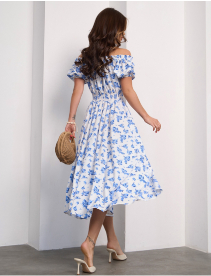 Картинка Сукня міді біла з принтом 