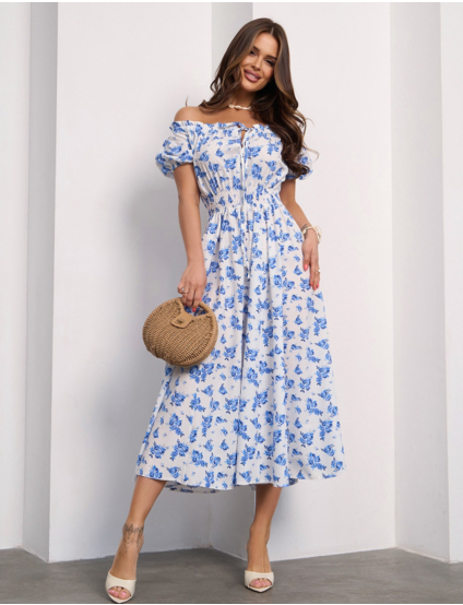 Картинка Сукня міді біла з принтом 