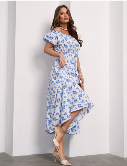 Картинка Сукня міді біла з принтом 