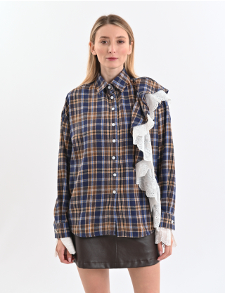 Картинка Сорочка картата синьо-коричнева