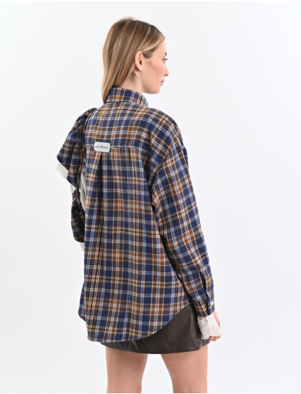 Картинка Сорочка картата синьо-коричнева