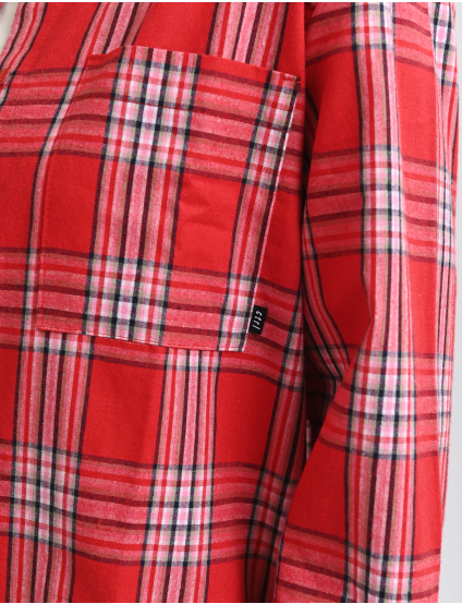 Картинка Сорочка червона в клітинку з накладними кишенями