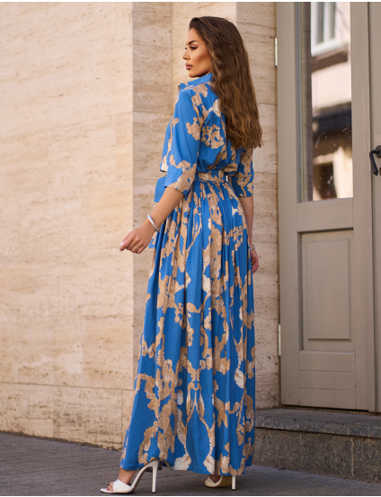 Картинка Сукня максі блакитна з принтом 
