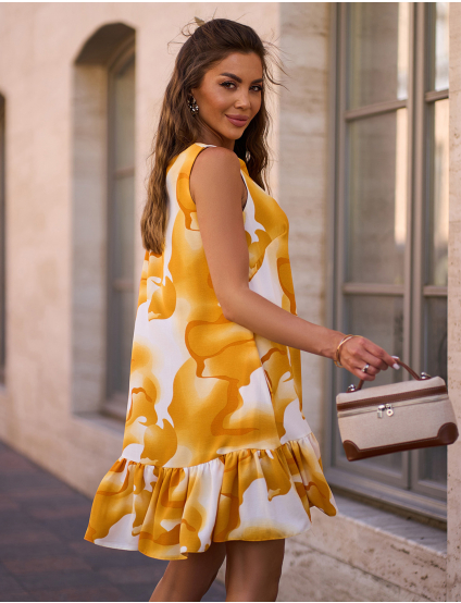 Картинка Сукня міні жовта з принтом 