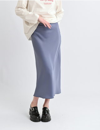 Картинка Сатинова спідниця міді у відтінку димчасто‑блакитний