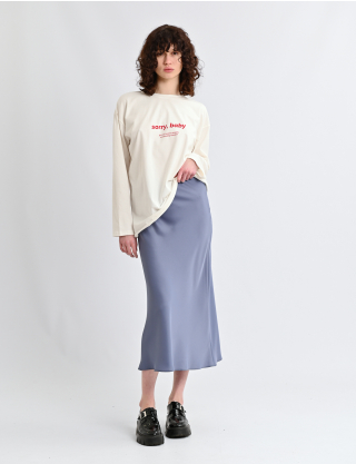 Картинка Сатинова спідниця міді у відтінку димчасто‑блакитний