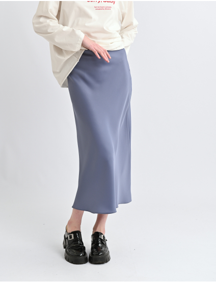 Картинка Сатинова спідниця міді у відтінку димчасто‑блакитний