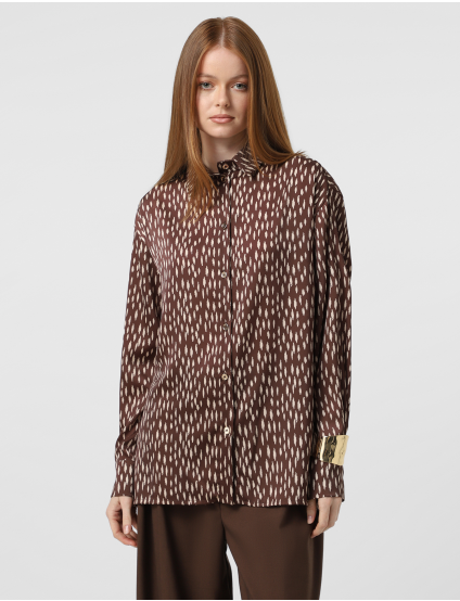 Картинка Сорочка світло-коричнева з прнитом 