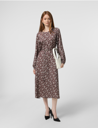 Картинка Сукня максі бежева з принтом 