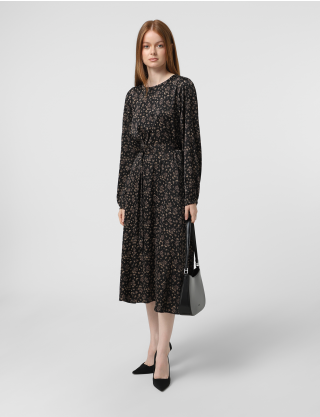 Картинка Сукня міді чорна з принтом 