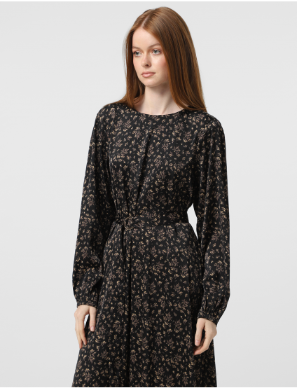 Картинка Сукня міді чорна з принтом 