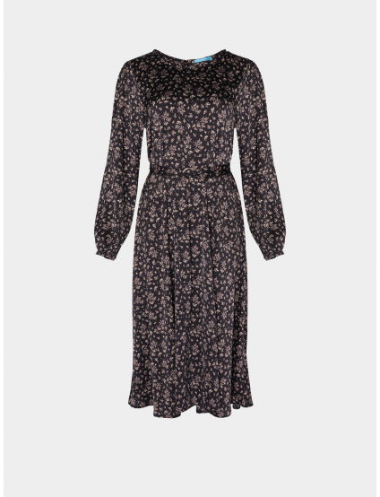 Картинка Сукня міді чорна з принтом 