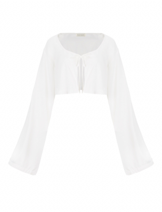 Картинка Кроп‑топ з розкльошеними рукавами у білому відтінку