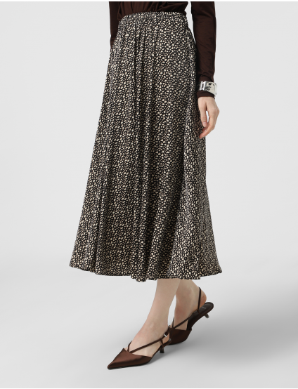 Картинка Спідниця міді чорна з принтом 