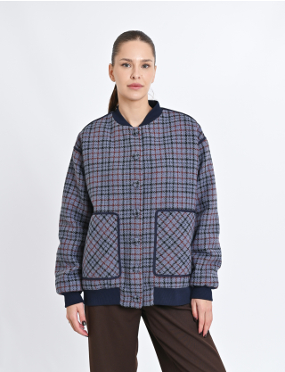 Жакет у дрібну клітинку з контрастними деталями Картинка Жакет у дрібну клітинку з контрастними деталями