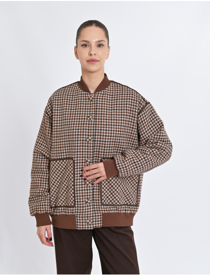 Картинка Жакет у дрібну клітинку з контрастними деталями