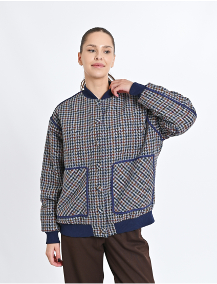Картинка Жакет у дрібну клітинку з контрастними деталями