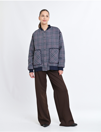 Картинка Жакет у дрібну клітинку з контрастними деталями