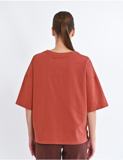 Картинка Футболка oversize теракотового кольору
