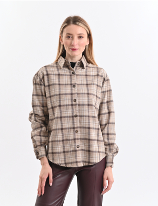 Картинка Сорочка картата бежева