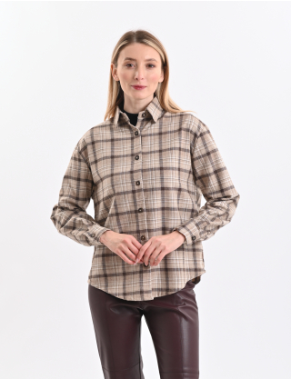 Картинка Сорочка картата бежева