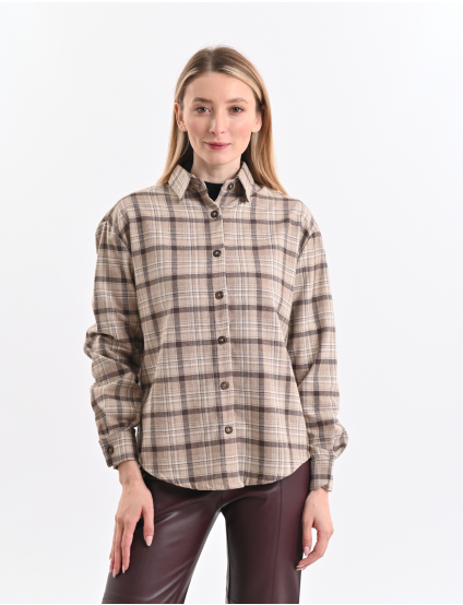 Картинка Сорочка картата бежева