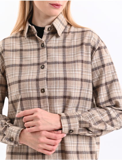 Картинка Сорочка картата бежева