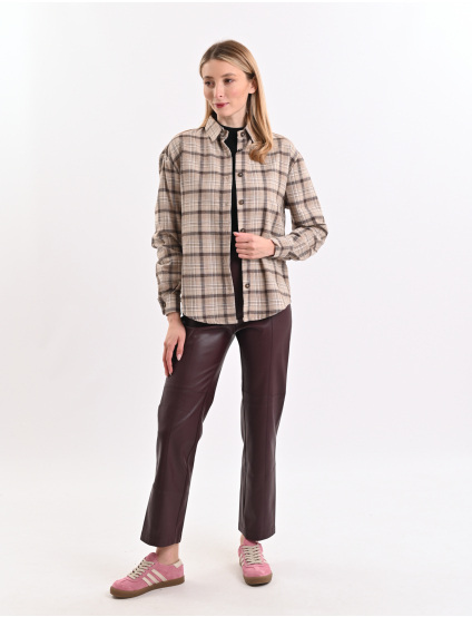 Картинка Сорочка картата бежева