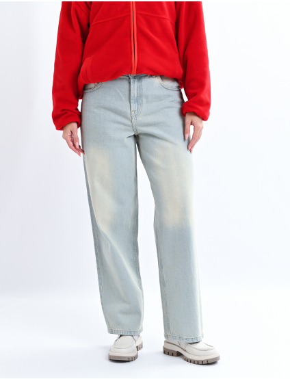 Картинка Джинси baggy з потертостями на середній посадці