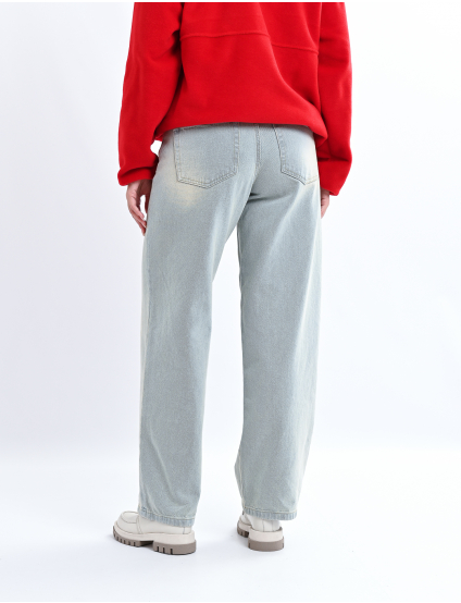 Картинка Джинси baggy з потертостями на середній посадці