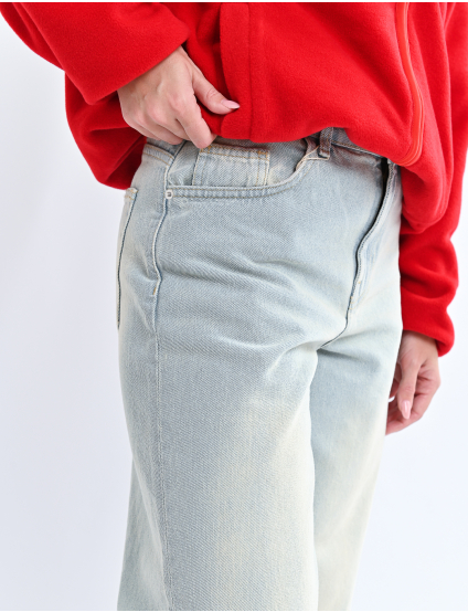 Картинка Джинси baggy з потертостями на середній посадці