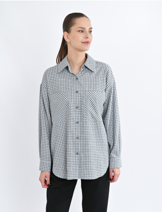 Сорочка в сіру клітинку з блакитним Картинка Сорочка в сіру клітинку з блакитним