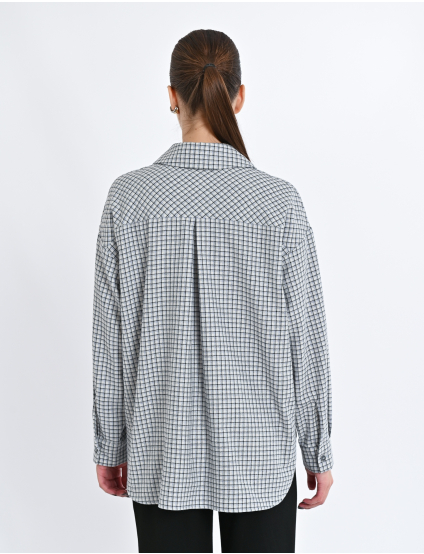 Картинка Сорочка в сіру клітинку з блакитним