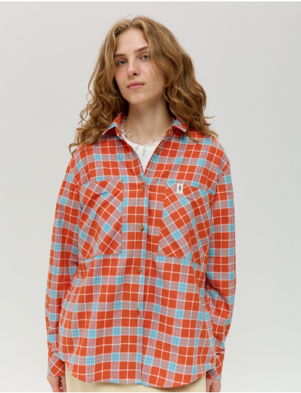 Картинка Сорочка помаранчева картата 