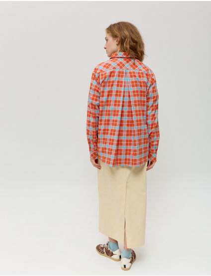 Картинка Сорочка помаранчева картата 