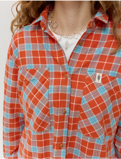 Картинка Сорочка помаранчева картата 