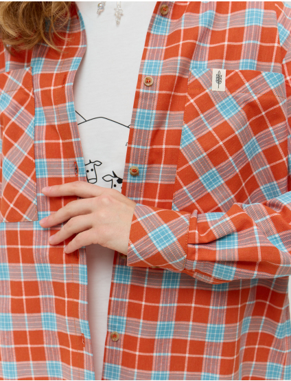 Картинка Сорочка помаранчева картата 