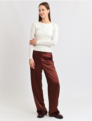 Картинка Лонгслів із декоративними збірками білий