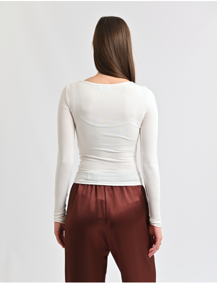 Картинка Лонгслів із декоративними збірками білий