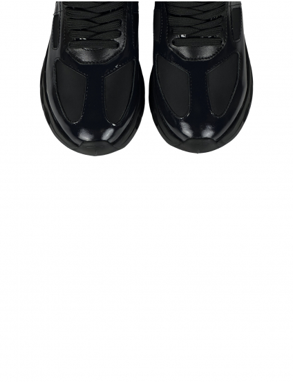 Картинка Кросівки темно-сині з натурального лаку та нейлонової тканини