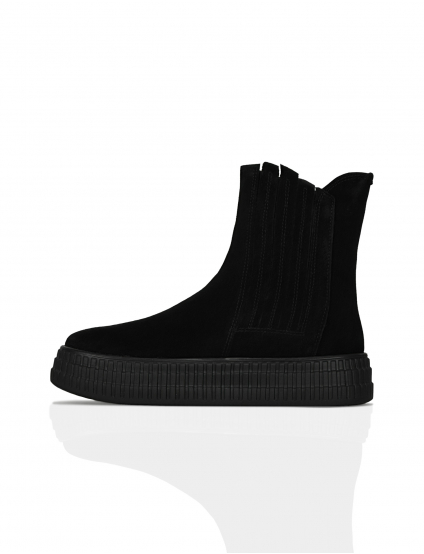 Картинка Челсі осінні чорні з натурального спилку-замші