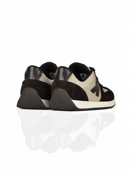 Картинка Кросівки коричнево-бежеві з натурального спилку-замші та нейлонової тканини