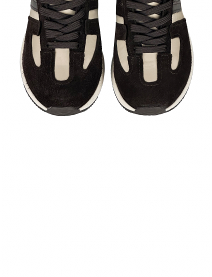 Картинка Кросівки коричнево-бежеві з натурального спилку-замші та нейлонової тканини