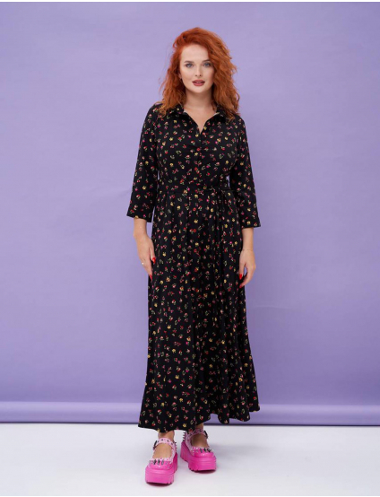 Картинка Сукня максі чорна з принтом 