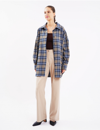 Картинка Сорочка oversize в клітинку сіра