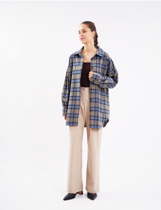 Картинка Сорочка oversize в клітинку сіра