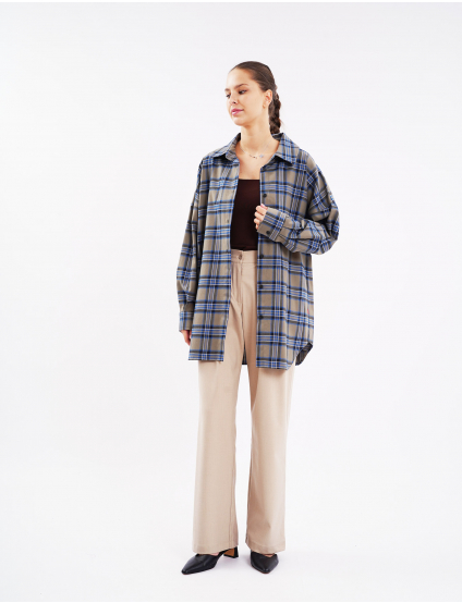 Картинка Сорочка oversize в клітинку сіра