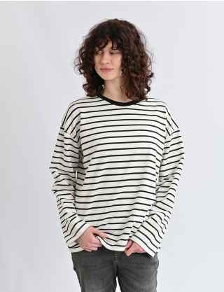 Картинка Смугастий лонгслів у чорнобілій гамі